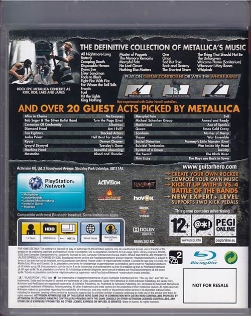 Guitar Hero Metallica - PS3 (B Grade) (Genbrug)